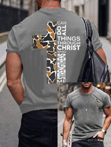 🔥Buy 3 Get 15% Off🔥Men's I Can Do All Things Through Christ Who Strengthens Me Print T-Shirt