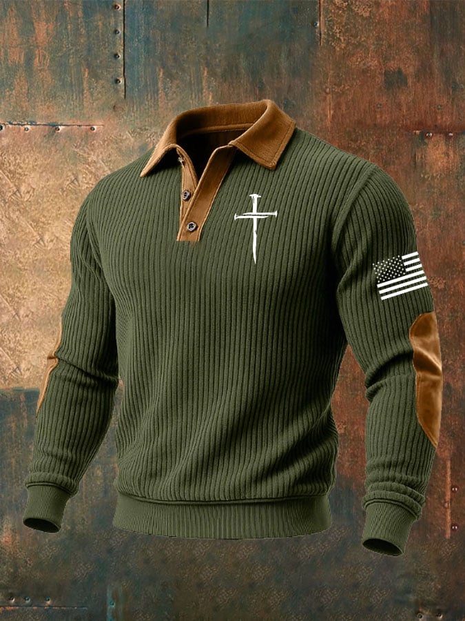 Men'S Faith Cross Print Casual Sweatshirt