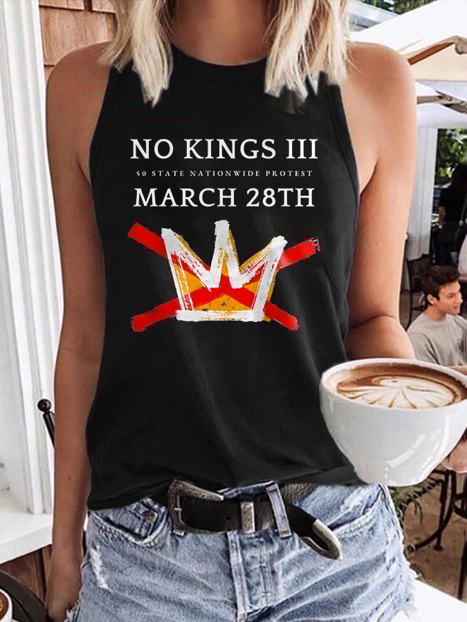 🔥Buy 3 Get 15% Off🔥Retro No Kings In America March 28 2026 Print Tops Tank