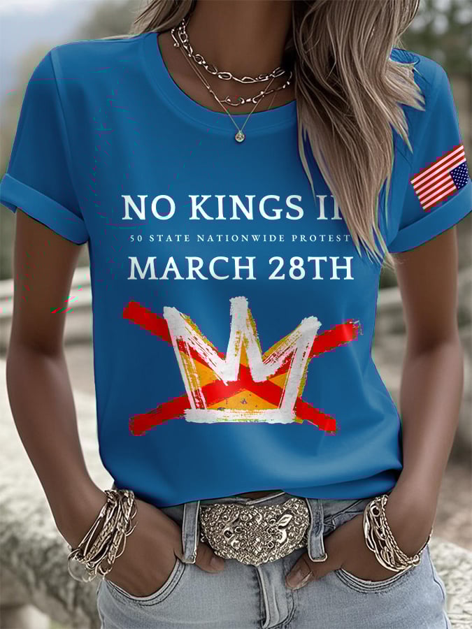 🔥Buy 3 Get 15% Off🔥Retro No Kings III 50 State Nationwide Protest March 28th Print T-Shirt