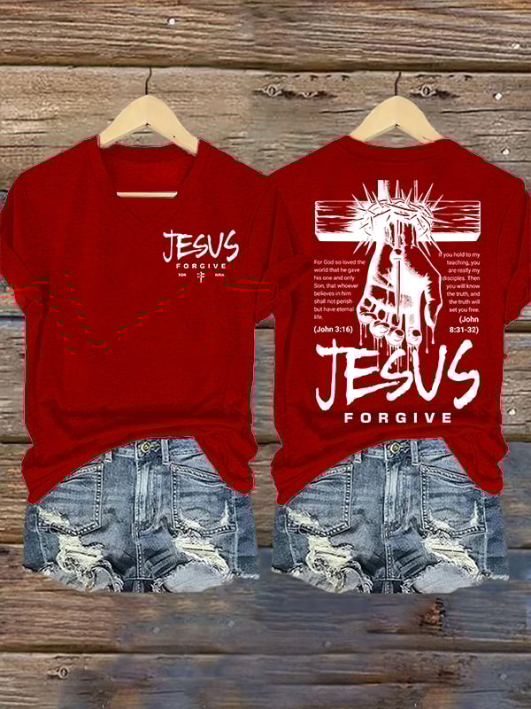 Women's  Jesus Loves You Chirtsian printing T-Shirt