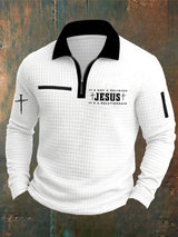 Men's Casual Retro Faith Checkered Jacquard Zipper Sweatshirt