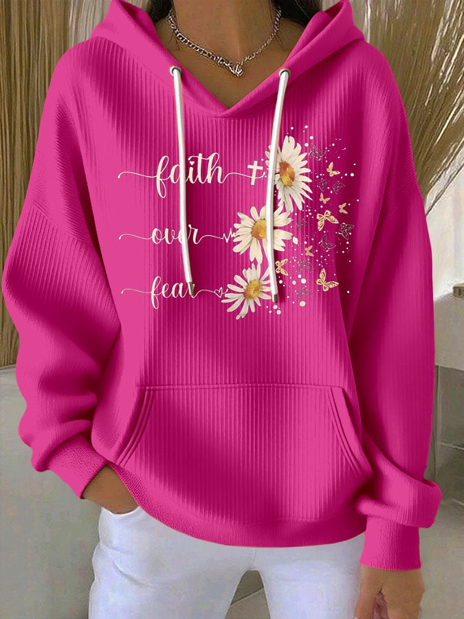 Women's Faith Print Casual Hoodie