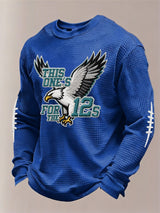 Men’s Football Graphic Waffle Knit Long Sleeve Crewneck T-Shirt