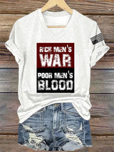 🔥Buy 3 Get 15% Off🔥V-Neck Retro Rich Men's War Poor Men's Blood Print T-Shirt