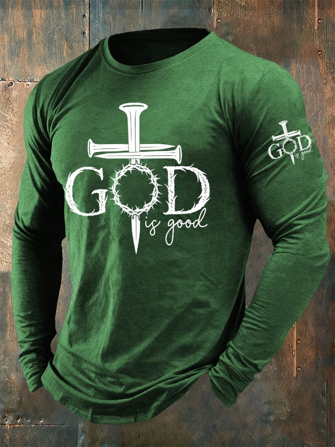 🔥Buy 3 Get 15% Off🔥Men's casual faith in a kind God printed long-sleeved T-shirt