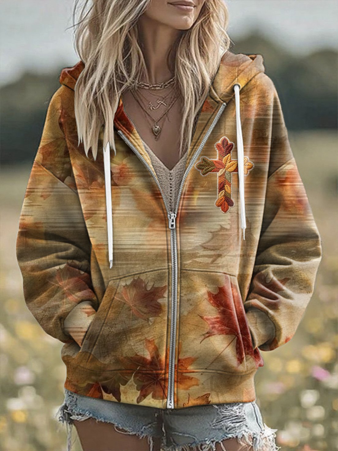Women'S Casual Autumn Faith Print Hoodie
