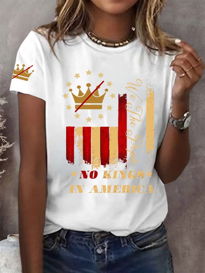 🔥Buy 3 Get 15% Off🔥Women's No Kings Print T-shirt