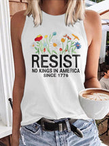 🔥Buy 3 Get 15% Off🔥Retro Retro Resist No Kings In America Since 1776 Print Tops Tank