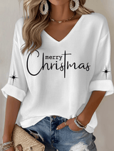 Women's Christmas Faith Print Waffle Long Sleeve T-Shirt