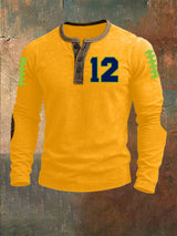 Men's Rugby Print Henley Top