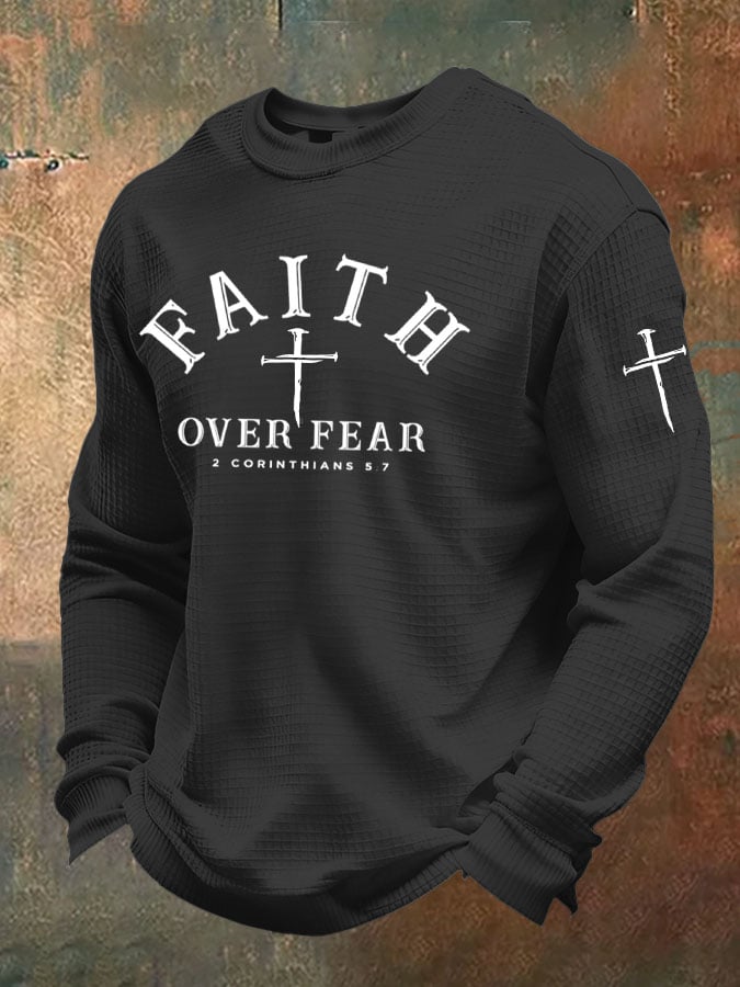 Men's Faith Over Fear Print Waffle T-Shirt