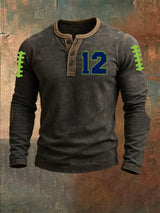 Men's Rugby Print Henley Top