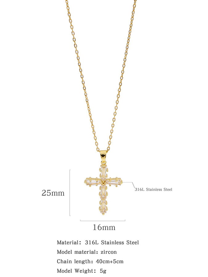 Fashionable Colorful Zircon Cross Necklace For Men And Women