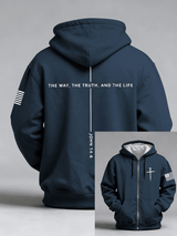 Men's Jesus The Way The Truth The Life John 14:6 Christian Cross Print Zip-Up Hoodie
