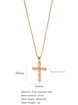 Fashionable Colorful Zircon Cross Necklace For Men And Women
