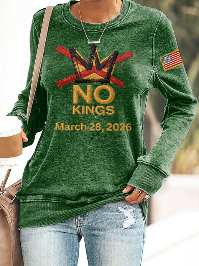 🔥Buy 3 Get 15% Off🔥Retro No Kings Day March 28 2026 Print Sweatshirt