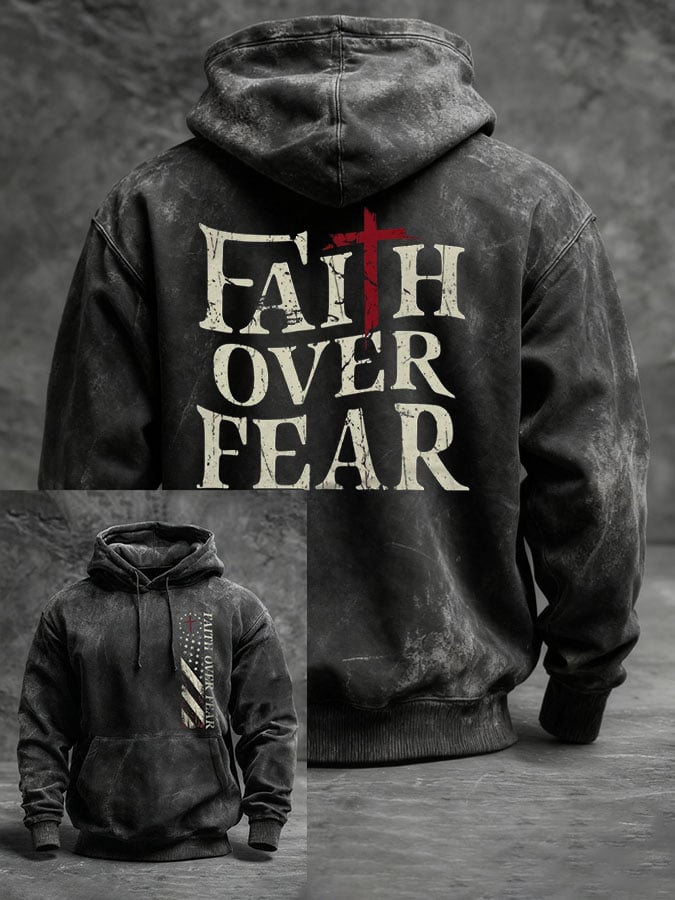 Men's Faith Over Fear Vintage Hoodie
