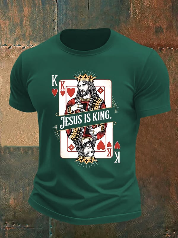 Men's  Jesus Is King Christian  Print T-Shirt