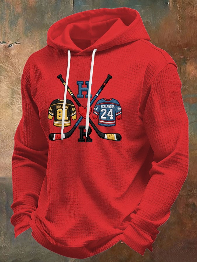 Men's Hockey Romance Waffle Hoodie