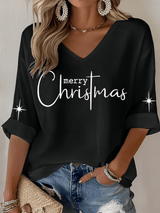 Women's Christmas Faith Print Waffle Long Sleeve T-Shirt