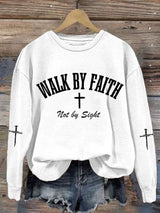 Women's Walk by Faith Not by Sight Print Casual Hoodie
