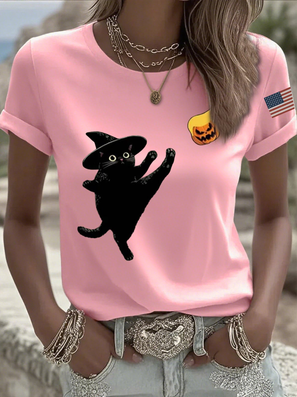 🔥Buy 3 Get 15% Off🔥Women's casual black cat FDT resistance T-shirt