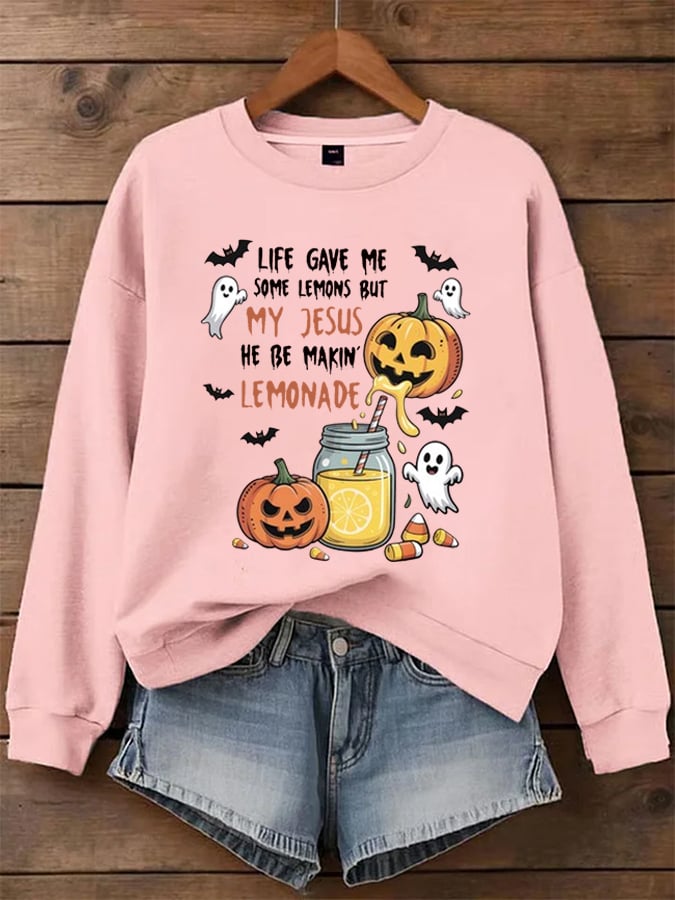 Women's Life Gave Me Some Lemons, But My Jesus Turned Them Into Lemonade Faith Print Sweatshirt