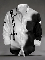Men's Faith Print Fashion Casual Shirt (With Pockets)