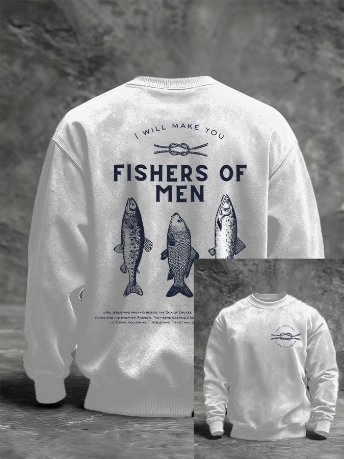 Men'S Casual Fishers Of Men Print Sweatshirt