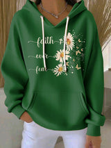 Women's Faith Print Casual Hoodie