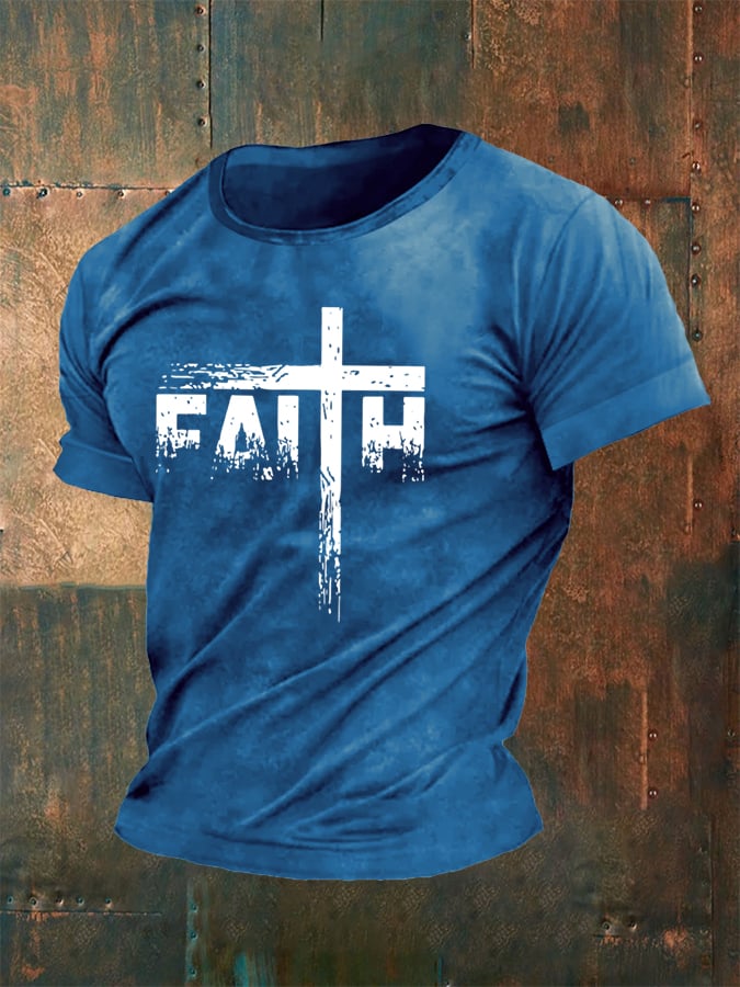 🔥Buy 3 Get 15% Off🔥Men's Faith Cross Print Classic T-shirt