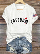 Women's Commemorative Print V Neck T-shirt