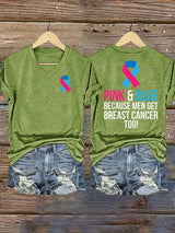 Women's  Casual Breast Cancer Print  T-Shirt