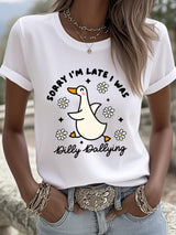 Women's Sorry I'm Late His Timing Not Mine Ecclesiastes 3:1 Funny Silly Goose T-Shirt