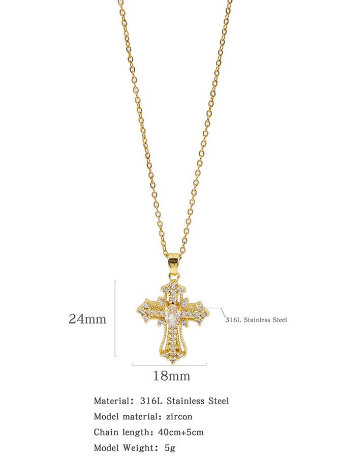 Fashionable Colorful Zircon Cross Necklace For Men And Women