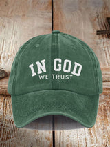 Unisex Distressed Washed Cotton "Faith" Embroidered Hat