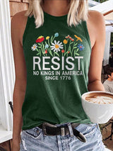 🔥Buy 3 Get 15% Off🔥Retro Retro Resist No Kings In America Since 1776 Print Tops Tank