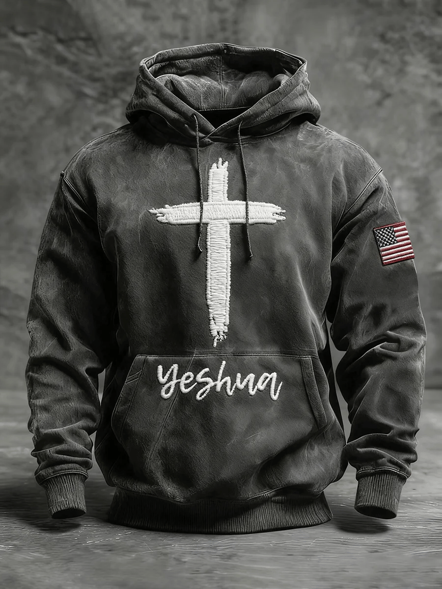 Men's Yeshua Print Casual Hooded Sweatshirt