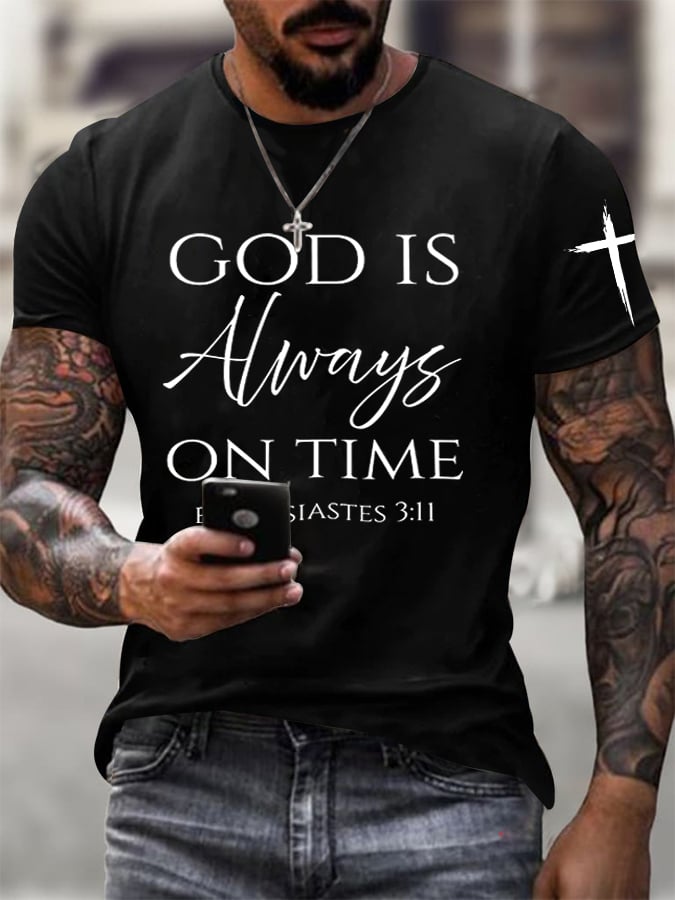 🔥Buy 3 Get 15% Off🔥Men's God Is Always On Time Printed Shirt