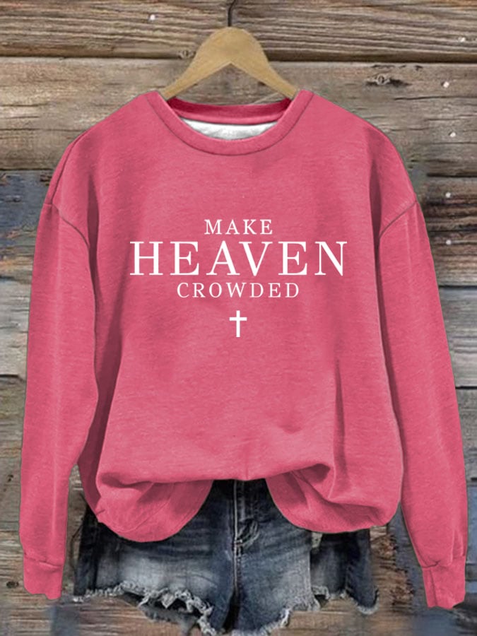 Women's   Let Heaven Gather Round Neck Printed   Sweatshirt