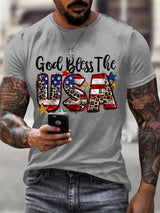 Men'S Casual God Bless America Faith Short-Sleeved T-Shirt