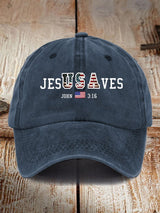 Vintage USA Jesus Saves Print Baseball Cap