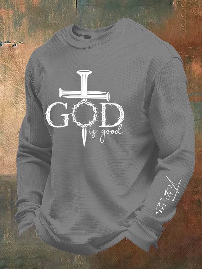 Men's God Is Good Print Waffle T-Shirt