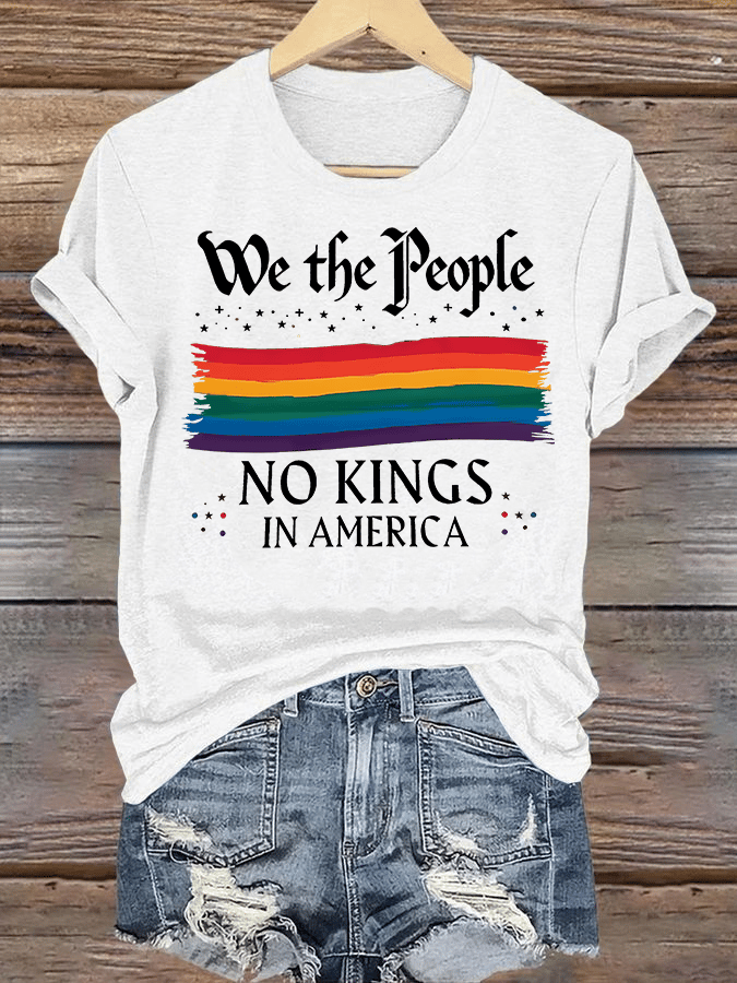 🔥Buy 3 Get 15% Off🔥Women's  We the People NO KINGS IN AMERICA  Printed Casual T-Shirt