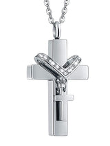 Memorial Pet Urn Cross Stainless Steel Necklace