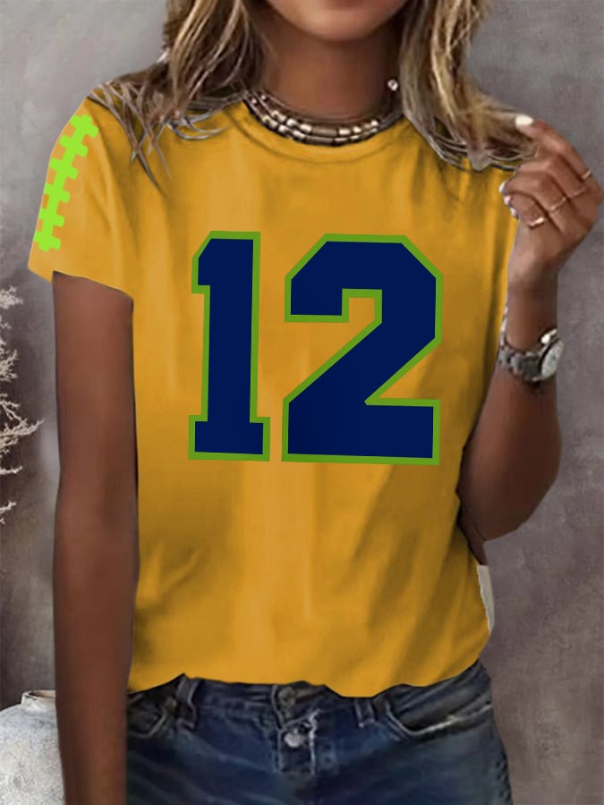 Women's Rugby Print Casual T-shirt