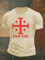 Jerusalem Cross Deus Vult Cotton T-shirt