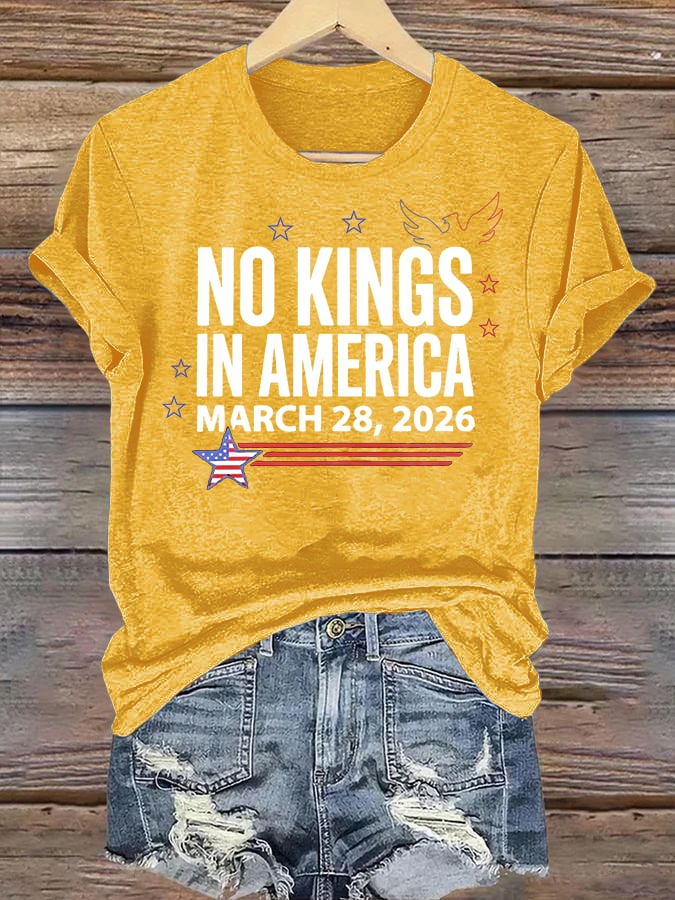 🔥Buy 3 Get 15% Off🔥Women's  NO KINGS IN AMERICA  Print  T-Shirt