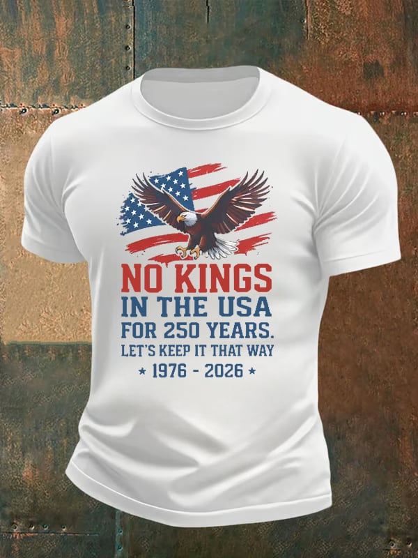 🔥Buy 3 Get 15% Off🔥Men's   No Kings USA Patriotic Tee ,250 Years of Democracy printed T-shirt
